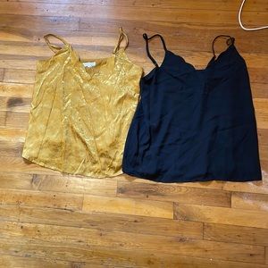 Two socialite tank blouse black and gold